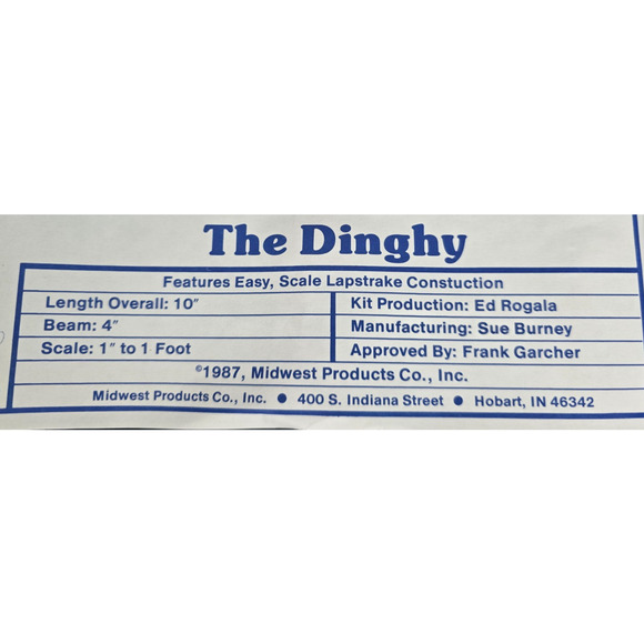 Midwest Products Co., 'The Dinghy', Kit #950, Skill Level 1, All Wood Model, New - Picture 7 of 11